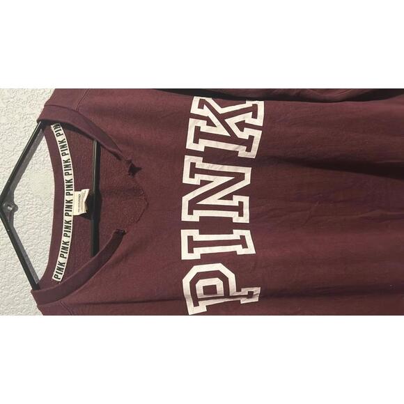 Pink Victoria Secret Burgundy Long Sleeve Sweatshirt - Picture 2 of 8
